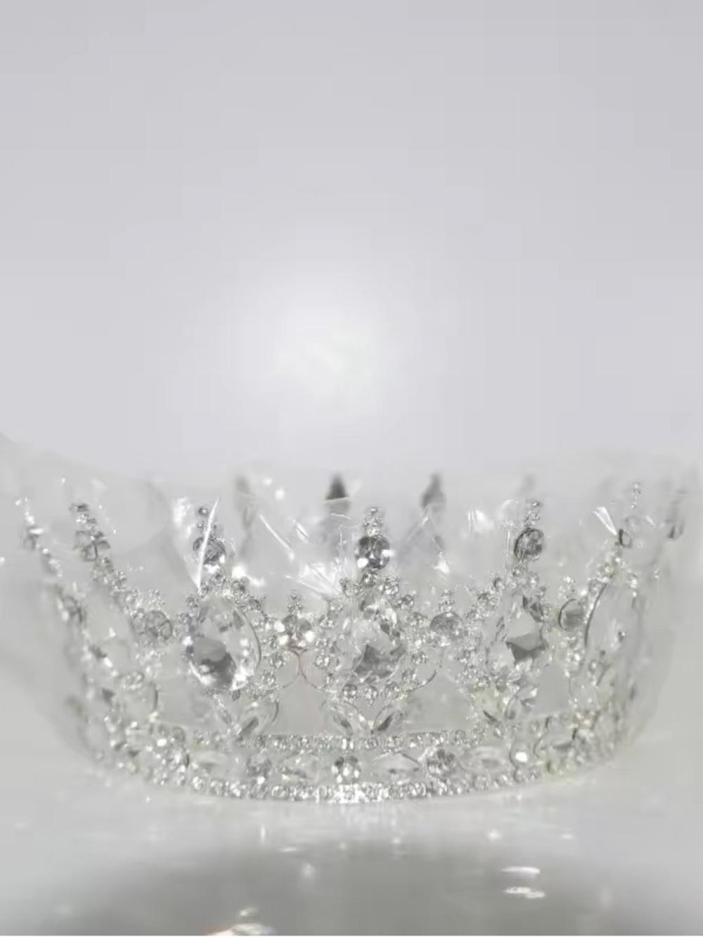 Crystal Rhinestone Crown Tiara - Silver